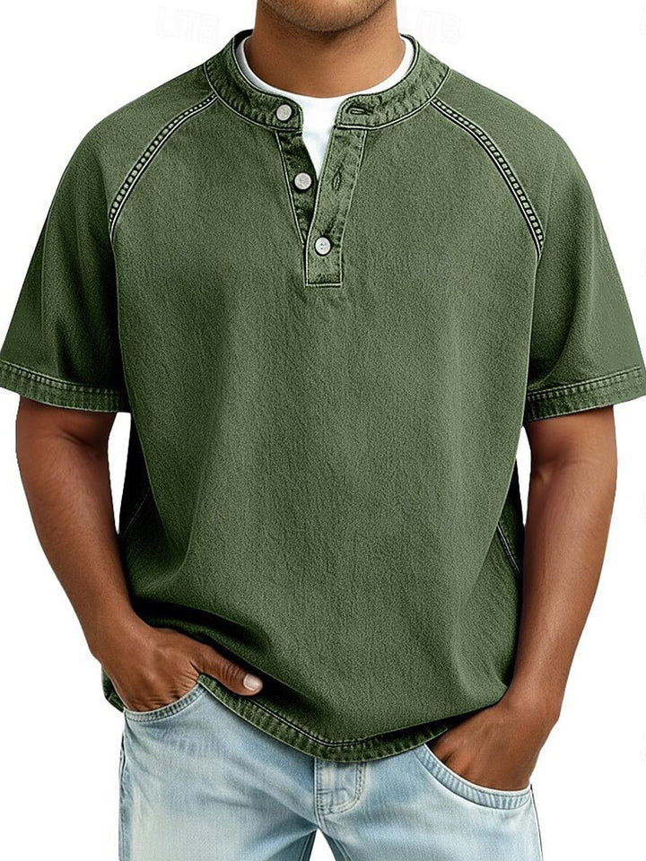 Chemise Homme Manches Courtes – Coupe Ample Fermeture Col Bouton