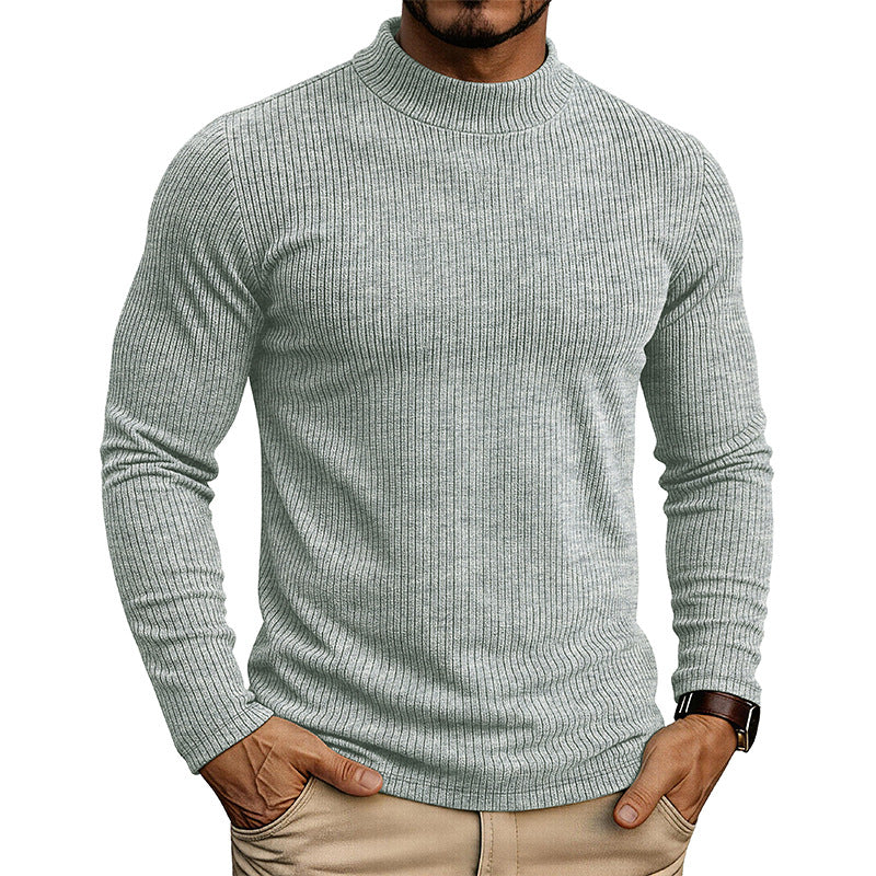 Herren-Pullover mit Stehkragen – Feinstrick und figurbetonte Passform
