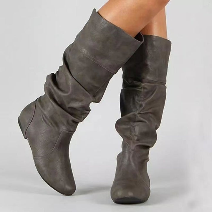 Bottes Femme Hautes à Tige Souple – Talon Plat Effet Froncé