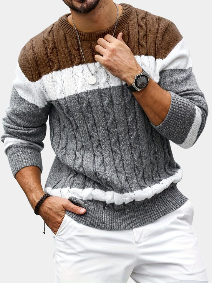Color-Block-Pullover für Herren – lässiger Strickpullover mit Rundhalsausschnitt