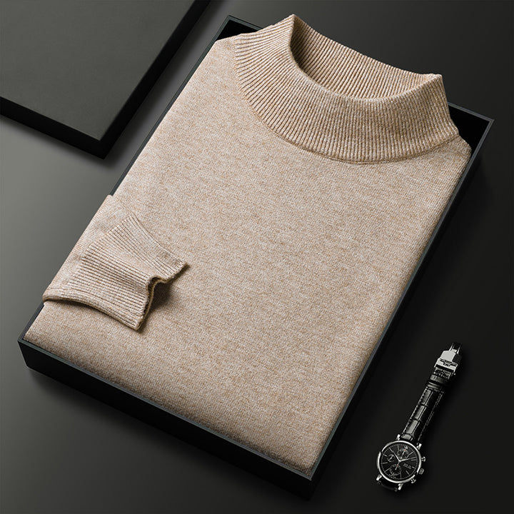 Schmal geschnittener Herren-Pullover aus Strick – Dicker Stehkragen