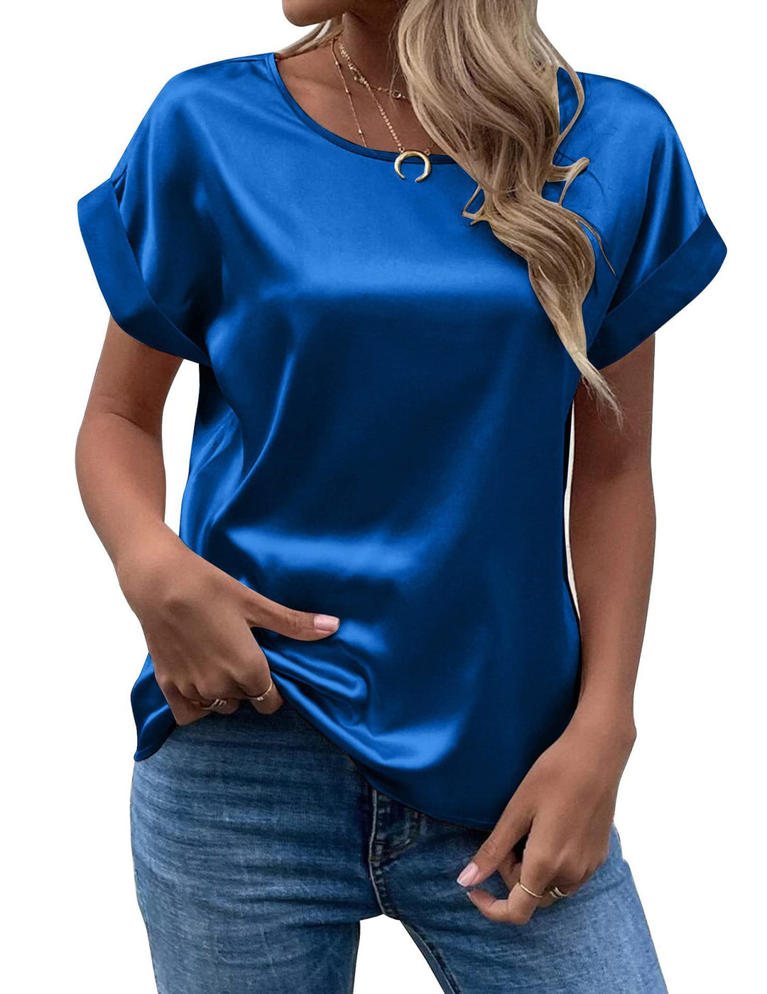 Damen-Bluse aus glattem Stoff – Lässige Passform, minimalistisches Design