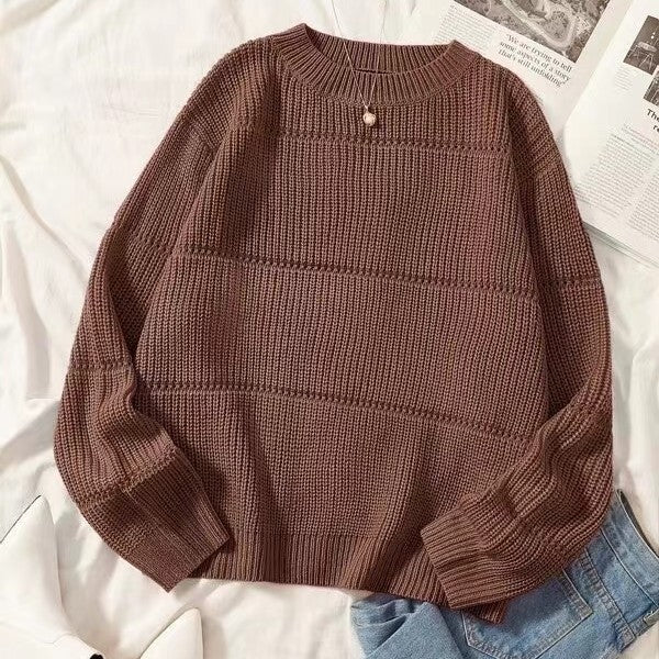 Pull Femme en Maille – Coupe Décontractée, Tricot Côtelé