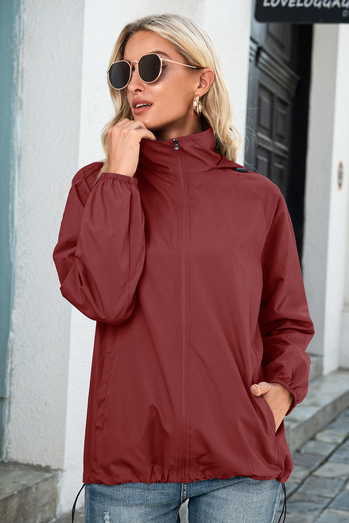 Veste Femme Légère en Fibre – Coupe Mi-Longue à Capuche Imperméable