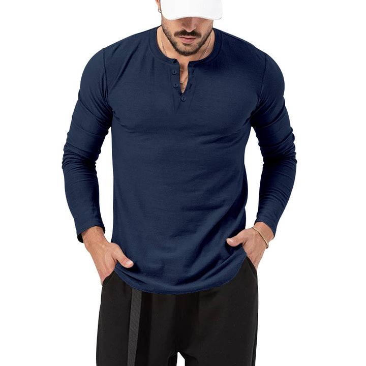 Chemise Henley Homme Maille Côtelée – Manches Longues Texturées