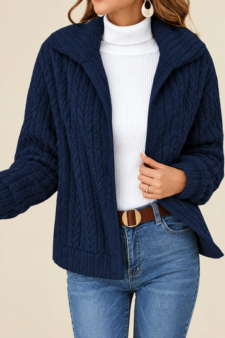 Cardigan Femme Effet Laine Polaire – Coupe Courte à Revers