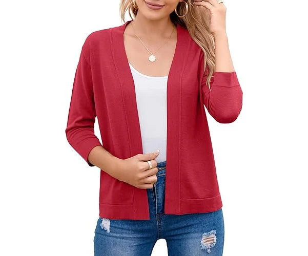 Damen-Cardigan aus Strick – Kurz geschnitten und vorne offen