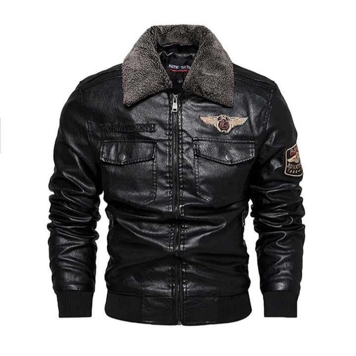 Herren-Blouson aus veganem Material – Kuscheliger Kragen im Biker-Stil