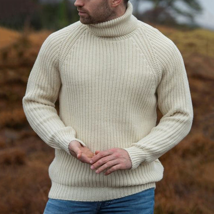 Herren-Pullover mit Rollkragen – Grob gerippte Strickwaren mit weiter Passform