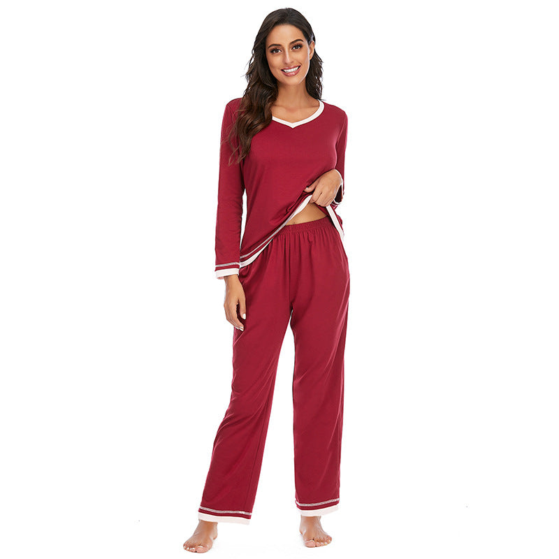 Damen-Baumwollpyjama – Zweiteiliges Set mit langen Ärmeln