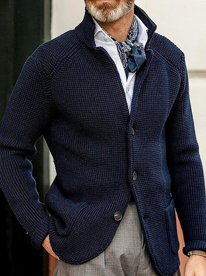 Cardigan Homme en Maille – Col Montant Structuré