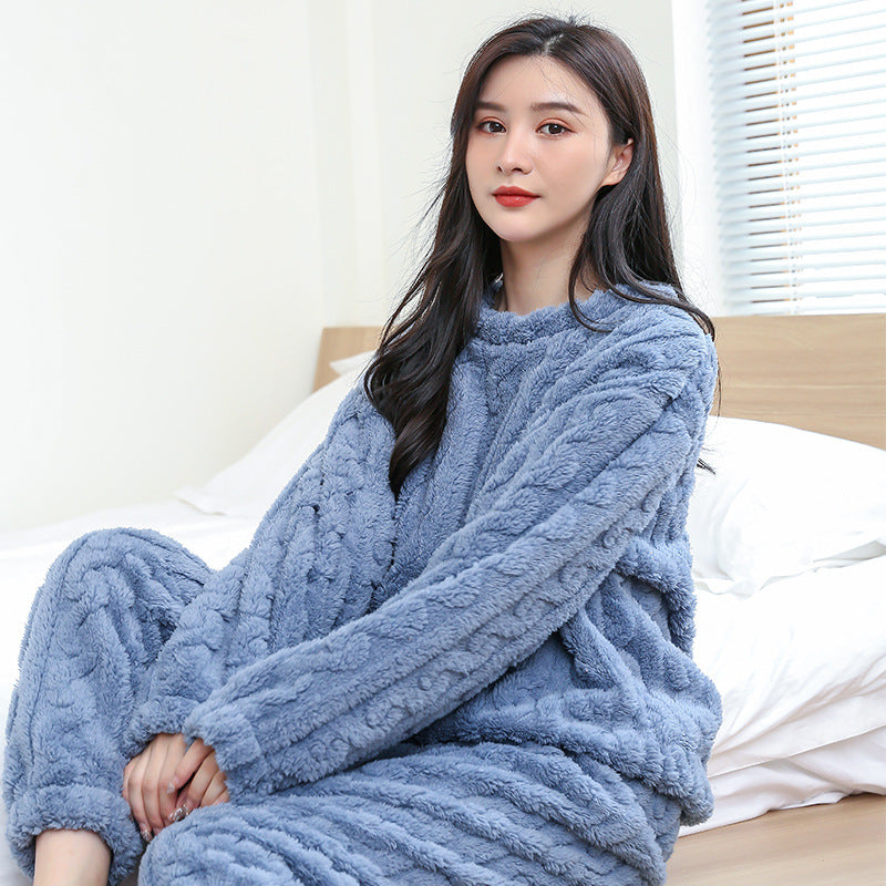 Damen-Loungewear-Set aus dicker Flanellqualität - Weich, warm und lässig geschnitten