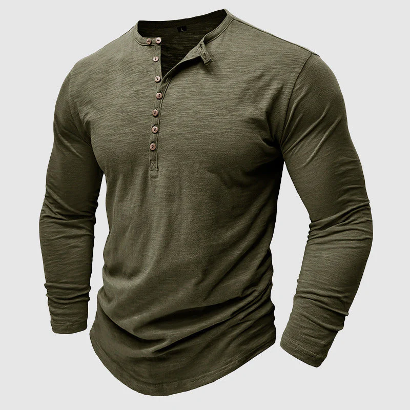 Herren-Henley aus Baumwolle mit langen Ärmeln – Moderner, lässiger Schnitt