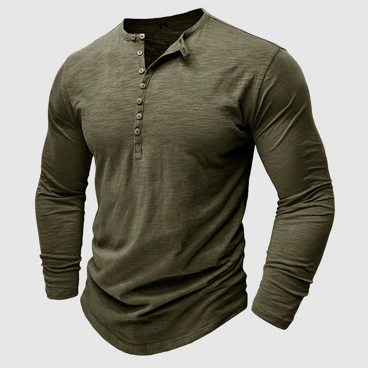 Herren-Henley aus Baumwolle mit langen Ärmeln – Moderner, lässiger Schnitt