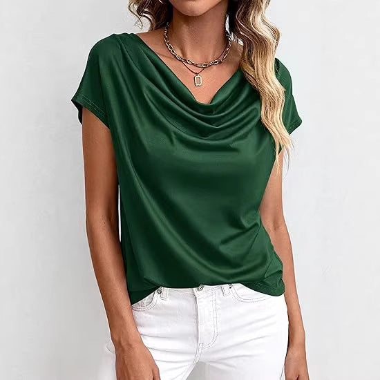 Top Femme Uni à Manches Courtes – Coupe Décontractée