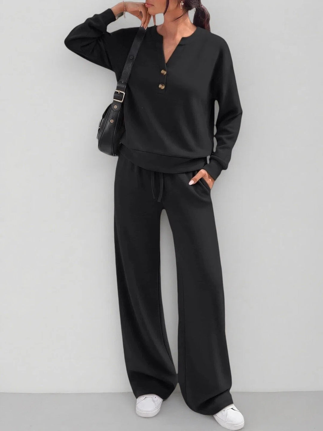 Ensemble Deux Pièces Femme – Haut Manche Longue Ample et Pantalon Large