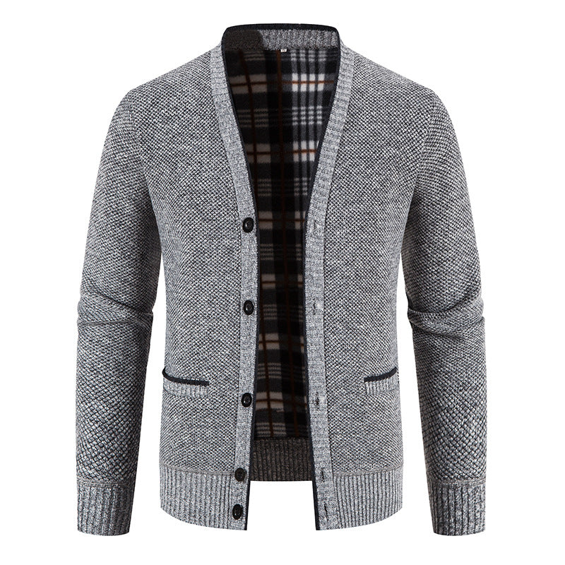 Cardigan Homme Tricoté Col V – Finition Côtelée Coupe Ample