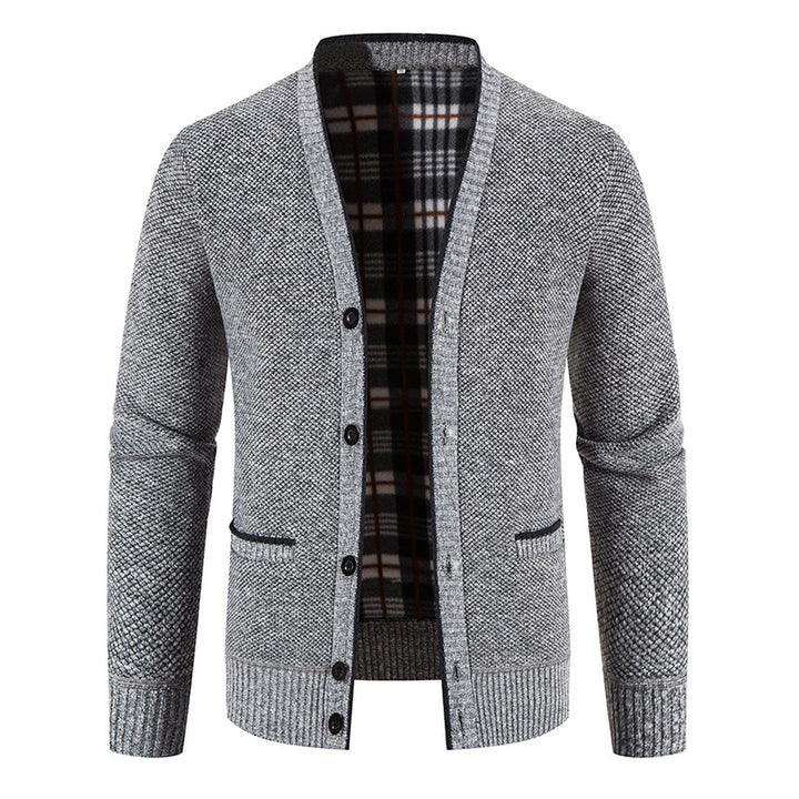 Cardigan Homme Tricoté Col V – Finition Côtelée Coupe Ample