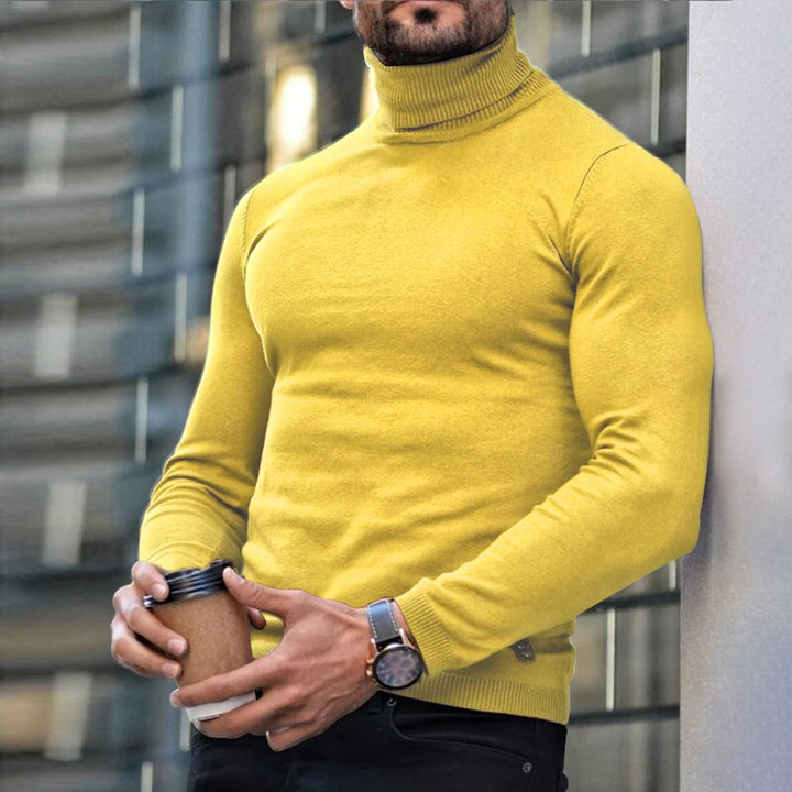 Herren-Pullover mit Rollkragen aus Feinstrick – Gerader, minimalistischer Schnitt