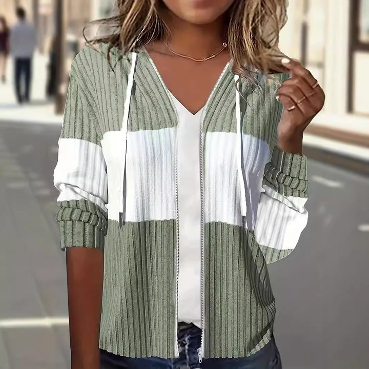 Sweat à Capuche Femme – Coupe Décontractée Zip et Tissu Texturé Doux