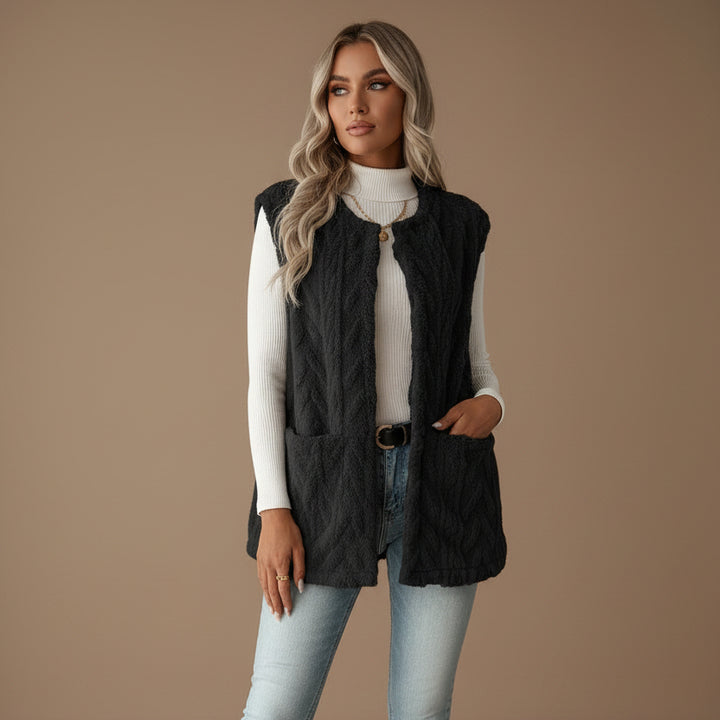 Gilet Femme en Polaire Douce – Motif Losange Double Face