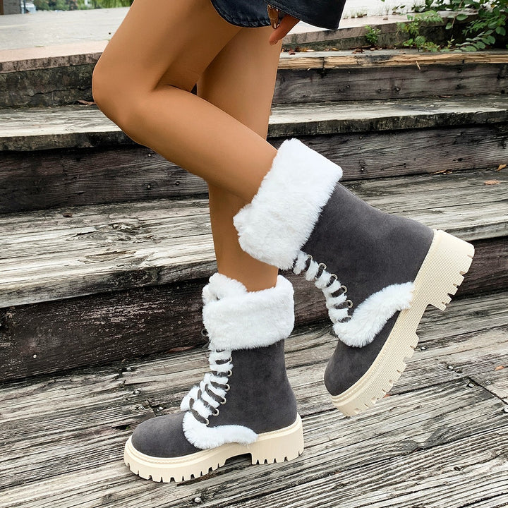Bottes Femme Hautes en Suède – Doublure Chaude et Talon Moyen