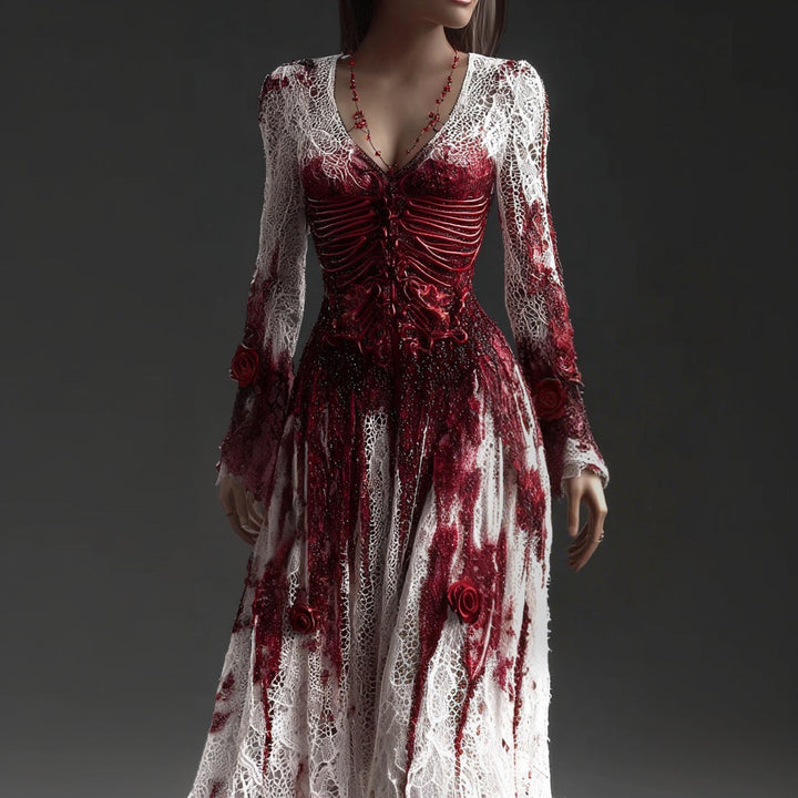 Damenkleid Maxi mit Halloween-Hexenmotiv – Gerader Schnitt für den Herbst