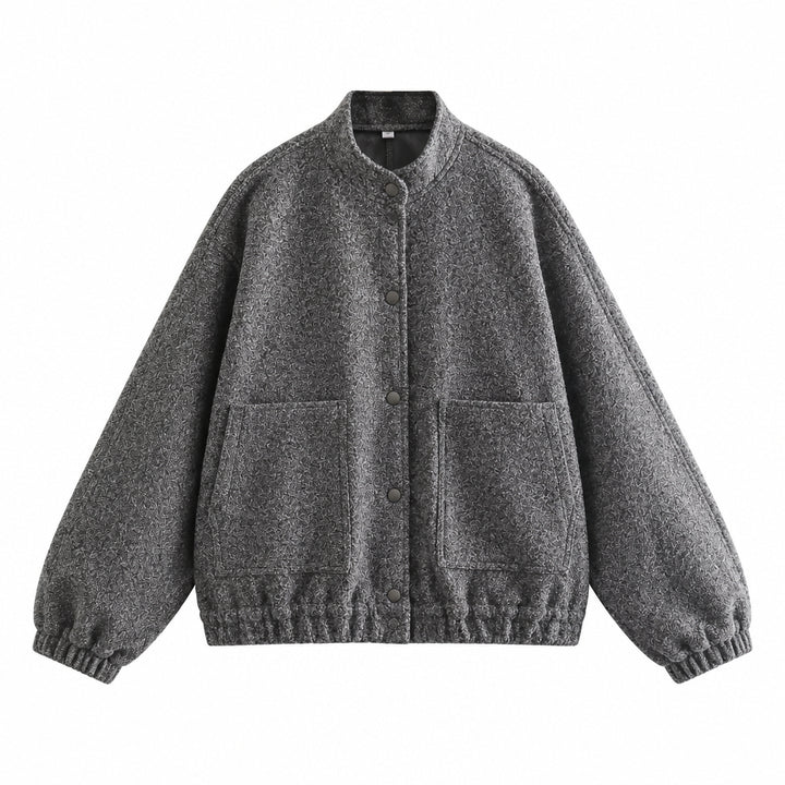 Manteau Femme Col Mandarin – Fermeture Invisible Coupe Ample