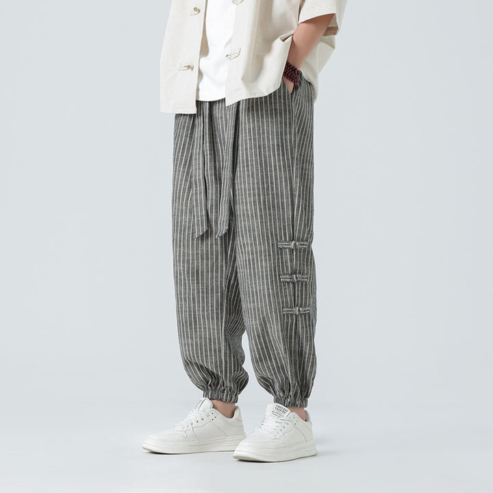 Pantalon Homme en Lin – Coupe Ample Inspiration Chinoise