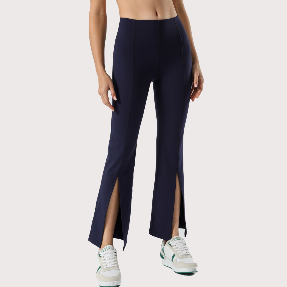Pantalon Yoga Femme Taille Haute Évasé – Fente Latérale Galbante