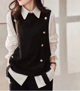 Gilet Blouse Femme – Silhouette Décontractée Superposée