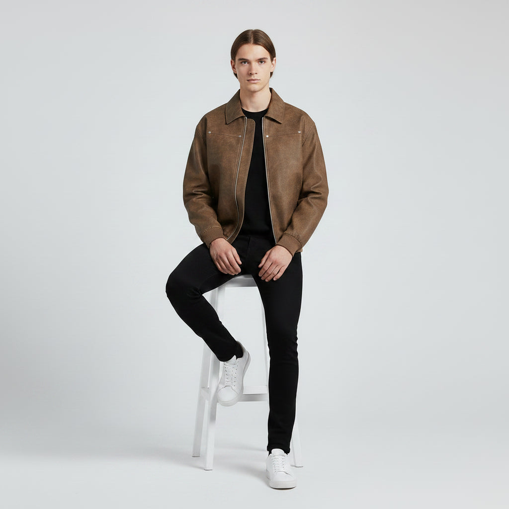 Manteau Homme Rétro à Col Revers – Esprit Américain Iconique
