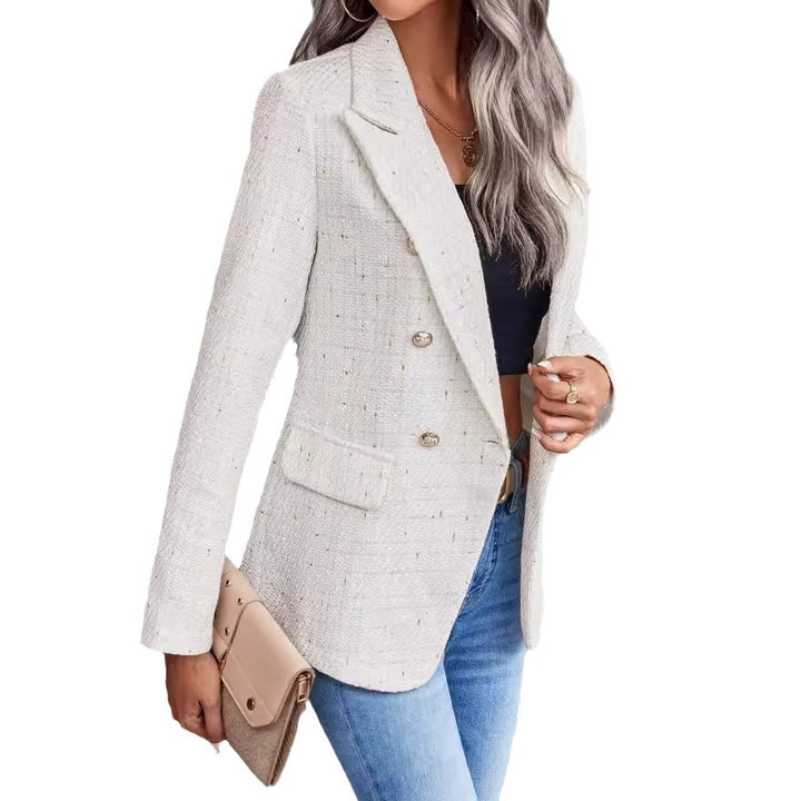 Blazer Femme en Tweed – Coupe Structurée à Double Boutonnage