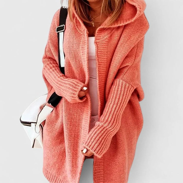 Damen-Woll-Cardigan – Oversize-Schnitt mit Fledermauskapuze