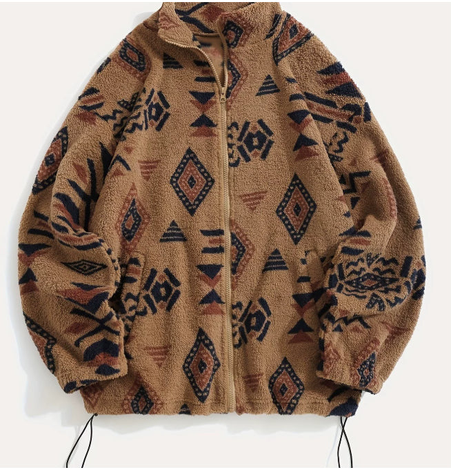 Mantel für Damen mit geometrischem Muster – Weite Passform