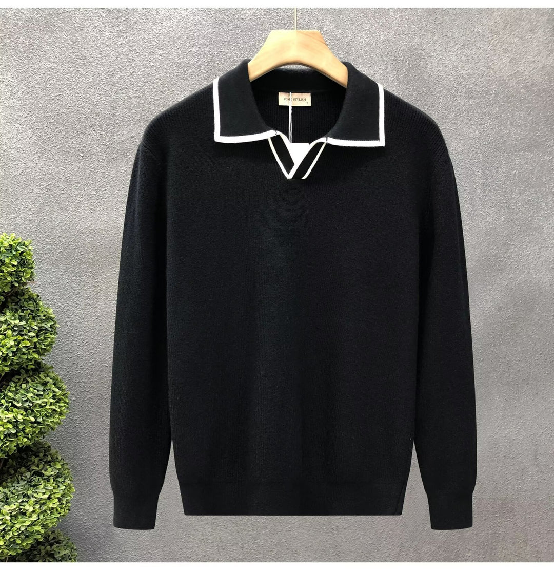 Pull Col Polo Homme en Maille – Coupe Décontractée Casual