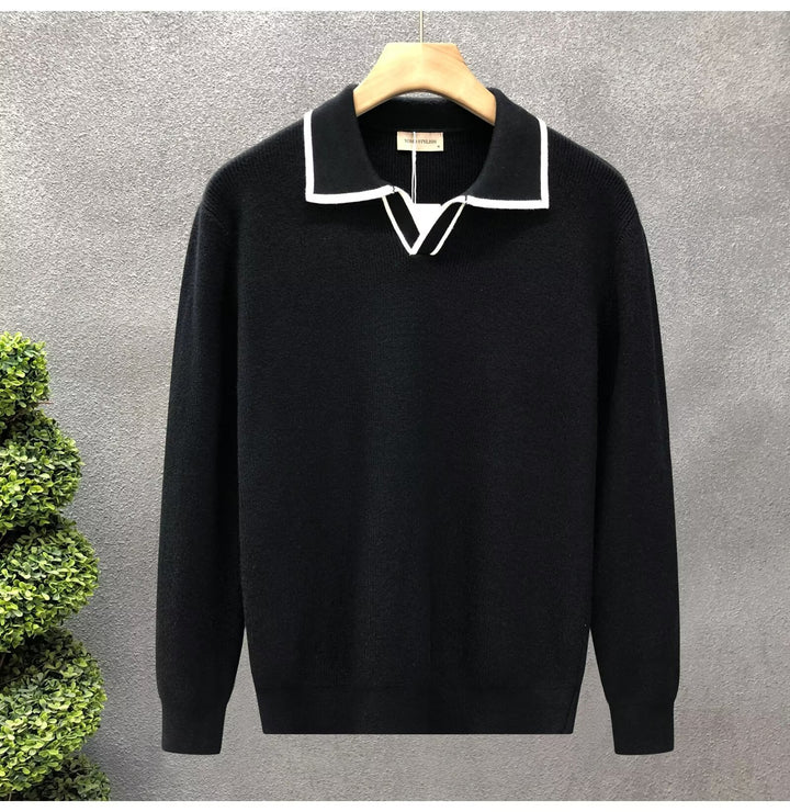 Pull Col Polo Homme en Maille – Coupe Décontractée Casual