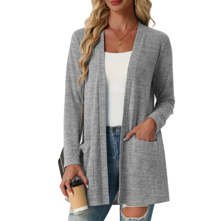 Cardigan Femme Long Ouvert en Maille – Poches Plaquées