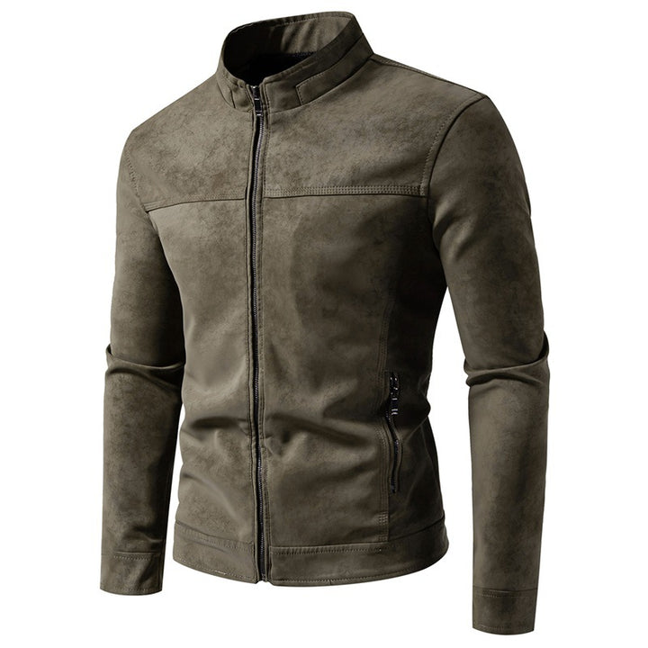 Retro-Herren-Blouson aus Kunstleder – Stehkragen und lockere Passform