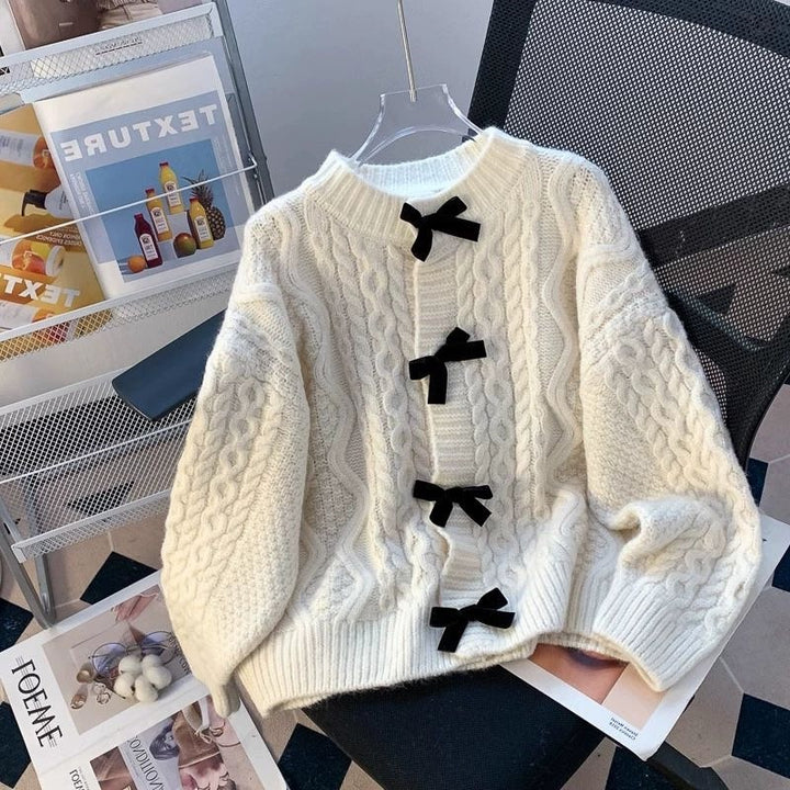 Gilet Femme en Maille Texturée – Détail Nœud et Manches Amples