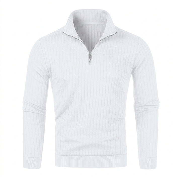 Sweater til herre med lynlås og høj krave – moderne, tætsiddende pasform