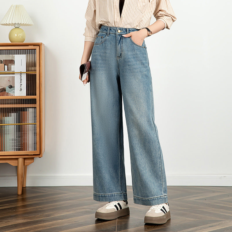 Vide jeans til damer med høj Størrelse – Cropped snit med broderet detalje
