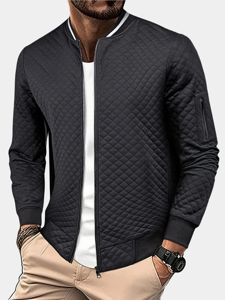 Herrenstrickjacke mit strukturierter Strickoptik – strukturierter Reißverschluss‑Verschluss