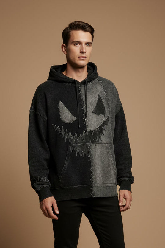 Herren-Sweater mit 3D-Halloween-Print – Weite Passform mit Druckeffekt