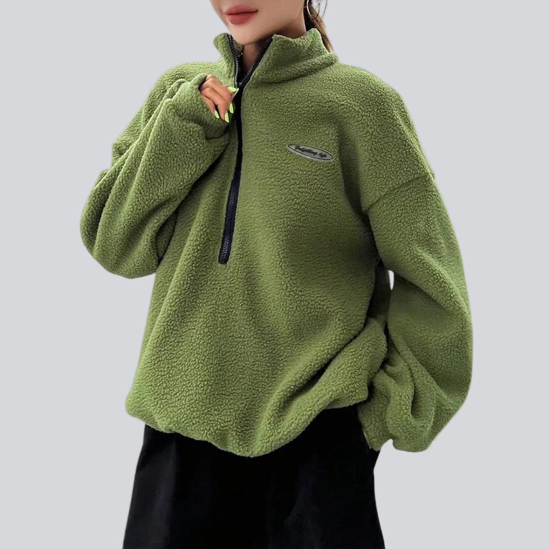 Sweatshirt Femme Détente Fleece – Coupe Ample à Cordon et Lettrage