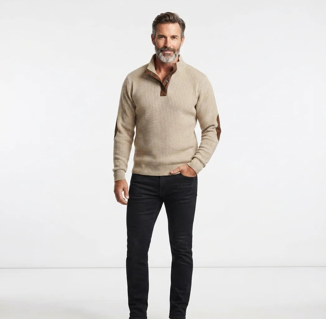 Pull Homme Col Montant Décontracté – Manches Longues Coupe Ample