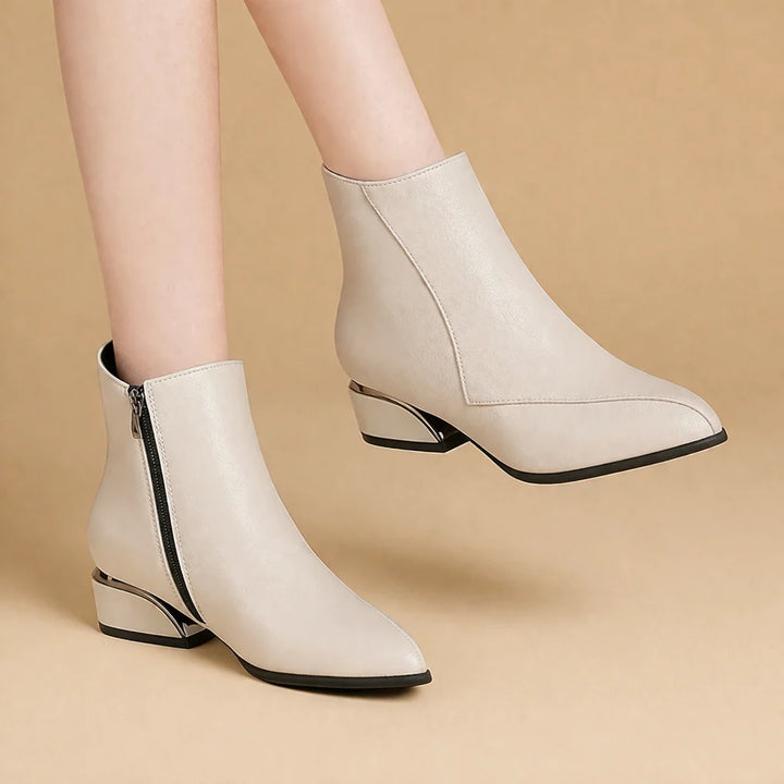 Damen-Stiefelette – knöchelhoher Schaft mit mittlerem Blockabsatz