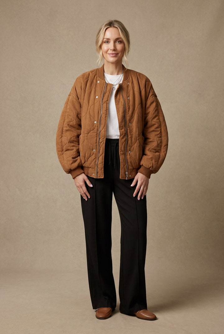 Veste Femme Coton – Coupe Loose Style Pilote Décontracté