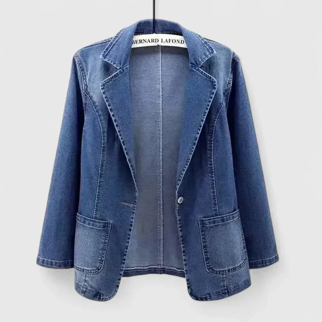Damen-Jeansjacke – taillierter Schnitt, Reverskragen, ein Knopf