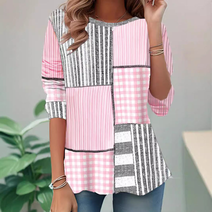 Damen-Sweatshirt mit Retro-Karomuster – Künstlerischer 3D-Effekt